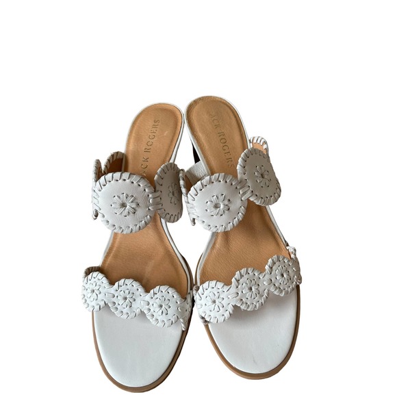 Jack Rogers Shoes - Jack Rodgers womens size 11 Lauren Mid Heel in White GUC